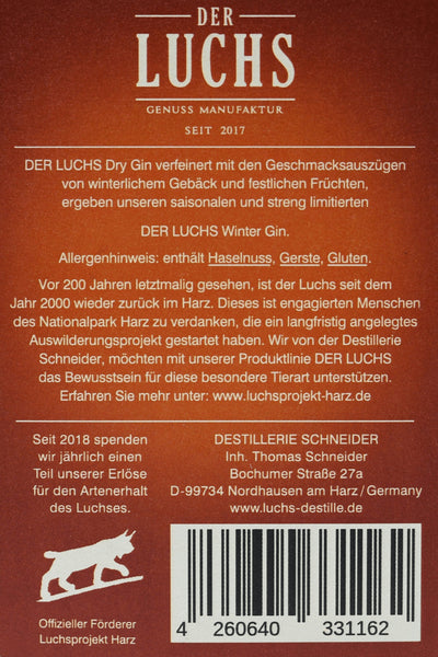 Dry Gin DER LUCHS Winter Edition - Heimat Harz Shop